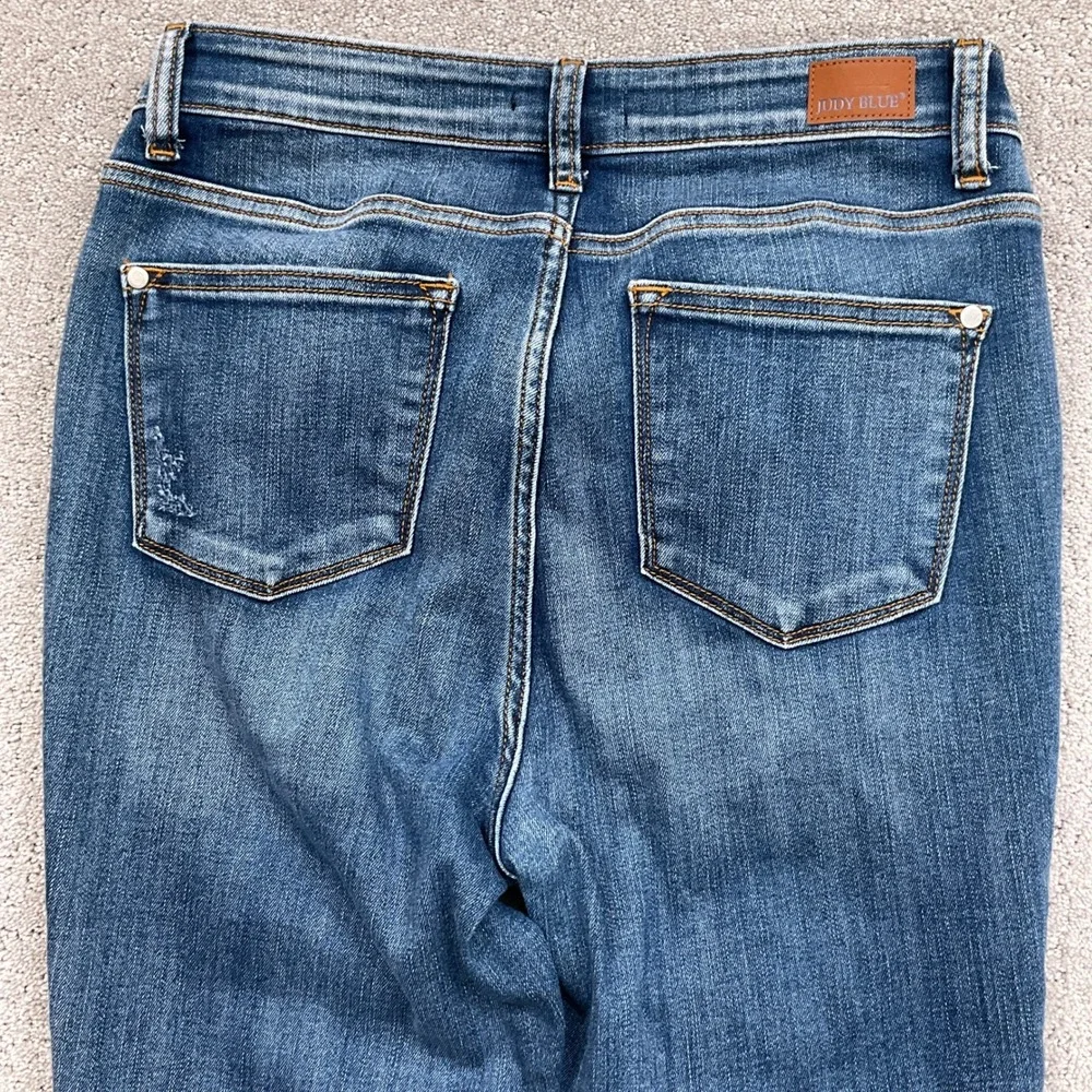 Judy Blue Skinny Jeans Women 9/29 Blue Frayed Hem Ankle‎ Slit Stretch JB82422MD